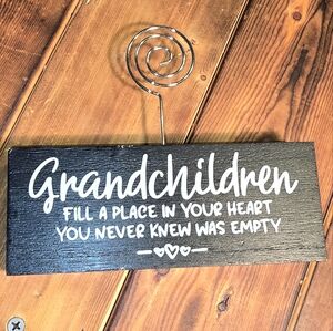 Black Wooden Grandchildren Sign with Photo Holder